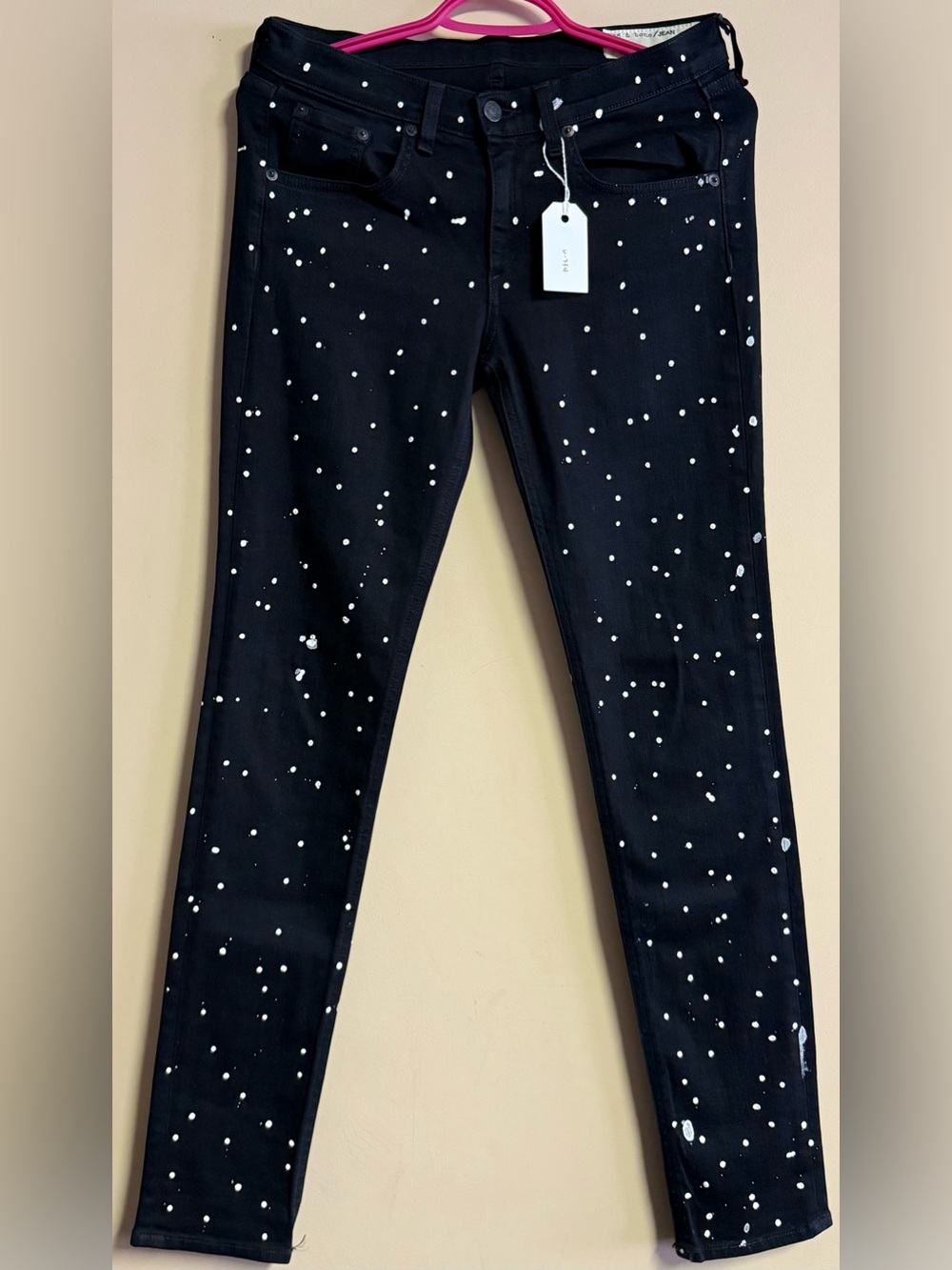 rag & bone Black Jeans with White Speck Detail